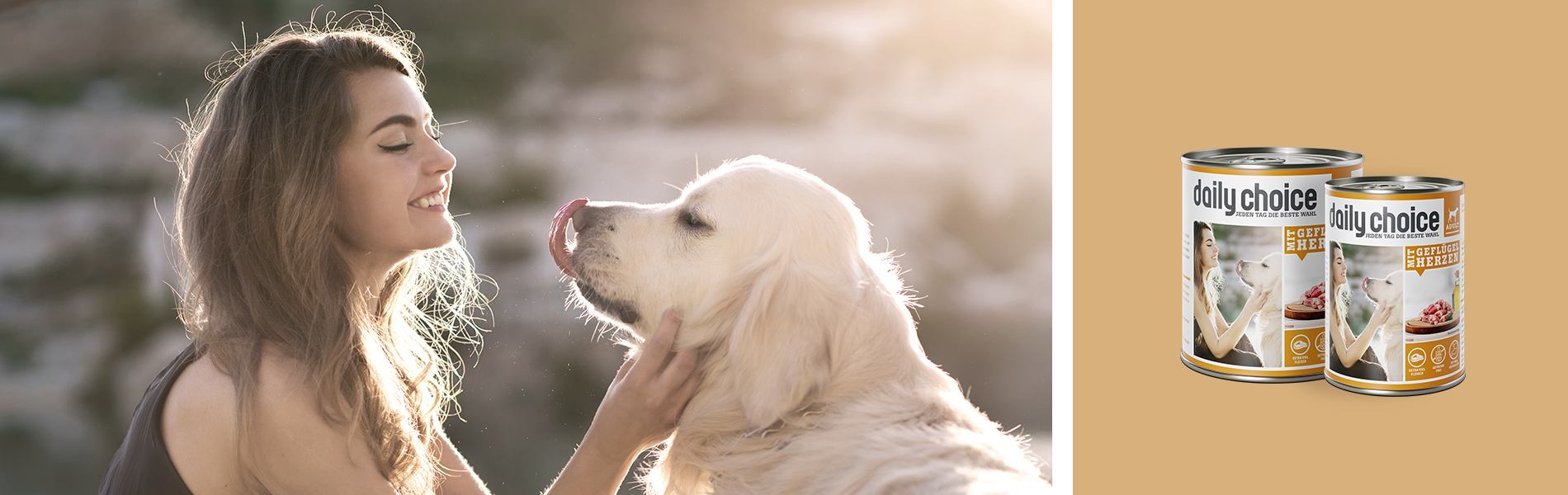 daily choice Hund Nassfutter Geflügelherzen Fleischmenü getreidefrei