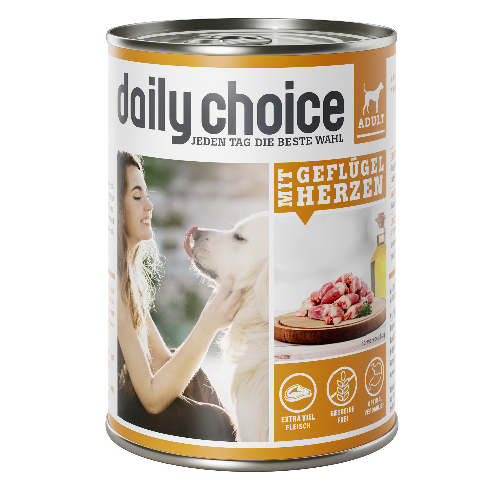 daily choice Hund Nassfutter mit Geflügelherzen
